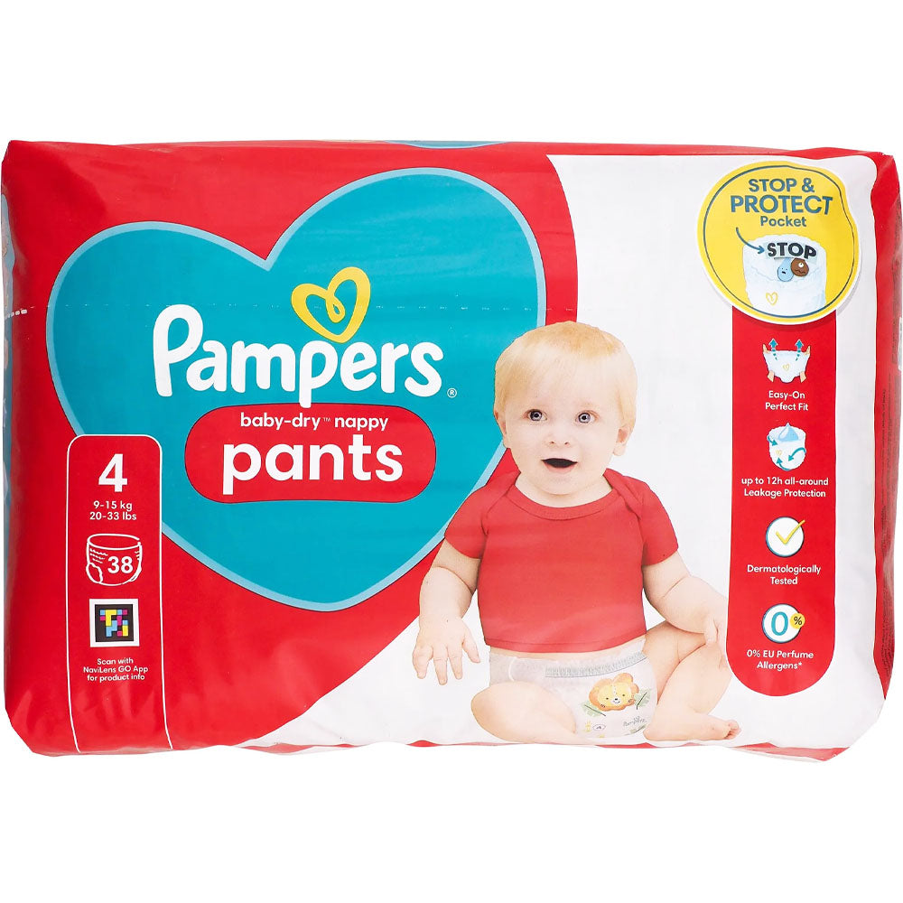 Size 4 Pampers Baby-Dry Nappy Pants - 38 Pants (9-15kg)