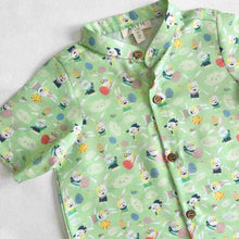 Load image into Gallery viewer, Green Bunny Printed Shirt With Shorts Co-Ord Set
