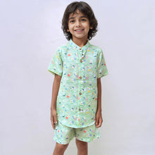 Load image into Gallery viewer, Green Bunny Printed Shirt With Shorts Co-Ord Set
