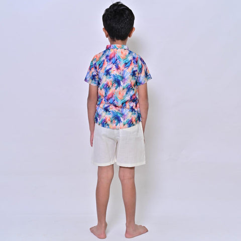 Colorful  Abstarct Printed Shirt With Shorts Co-Ord Set