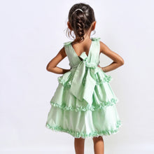 Load image into Gallery viewer, Green Butterfly Embroidered Layered Cotton Dress
