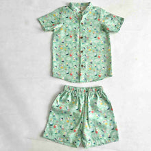 Load image into Gallery viewer, Green Bunny Printed Shirt With Shorts Co-Ord Set
