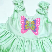 Load image into Gallery viewer, Green Butterfly Embroidered Layered Cotton Dress
