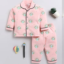 Load image into Gallery viewer, Cream &amp; Pink Graphic Full Sleeve Night Suit
