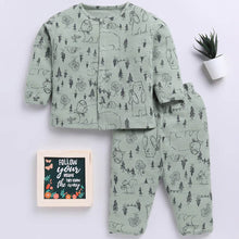 Load image into Gallery viewer, Green Animal Printed Full sleeve Night Suit
