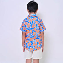 Load image into Gallery viewer, Orange Abstarct Printed Shirt With Shorts Co-Ord Set
