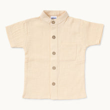Load image into Gallery viewer, Beige Half Sleeves Shirt With Shorts Cotton Co-Ord Set
