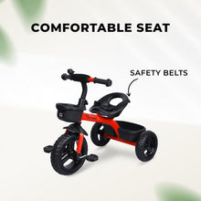 Load image into Gallery viewer, Red T10 Ace Tricycle For Kids With Front &amp; Back Basket, Seat Belt
