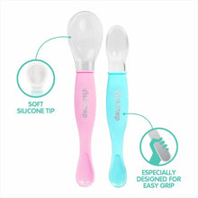 Load image into Gallery viewer, Pink And Blue Soft Tip Feeding Spoon Set
