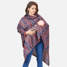 Load image into Gallery viewer, Mauve Striped Printed Nursing Cover Poncho
