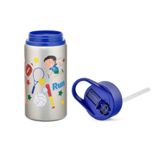 Load image into Gallery viewer, Navy Blue Sports Theme Stainless Steel Water Bottle
