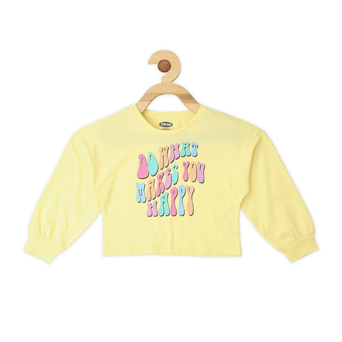 Lilac & Yellow Typographic Full Sleeves Top