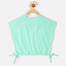 Load image into Gallery viewer, Sea Green Typographic Printed Crop Top
