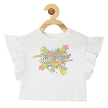 Load image into Gallery viewer, Yellow &amp; White Graphic Printed Ruffled Cotton Top
