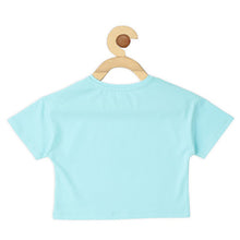 Load image into Gallery viewer, Blue Typographic Printed Half Sleeves Top
