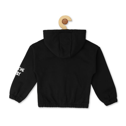Black Typographic Hooded Jacket