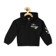 Load image into Gallery viewer, Black Typographic Hooded Jacket
