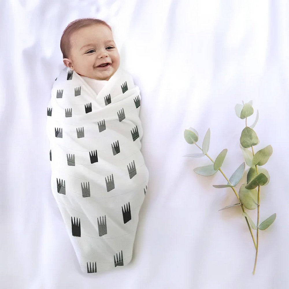 Grey Crowns Organic Bamboo Baby Swaddle- Pack Of 2