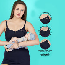 Load image into Gallery viewer, Black Maternity Breastfeeding Clip Down Nursing Camisole
