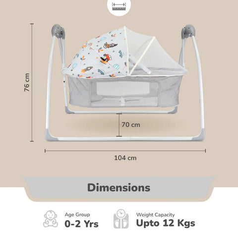 Grey Lullabies Plus Auto Swing Baby Cradle