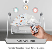 Load image into Gallery viewer, Grey Lullabies Plus Auto Swing Baby Cradle
