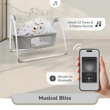 Load image into Gallery viewer, Grey Lullabies Plus Auto Swing Baby Cradle
