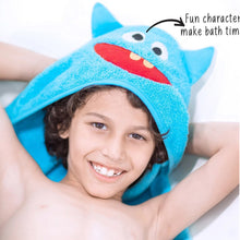Load image into Gallery viewer, Blue Monster Hooded Baby Towel

