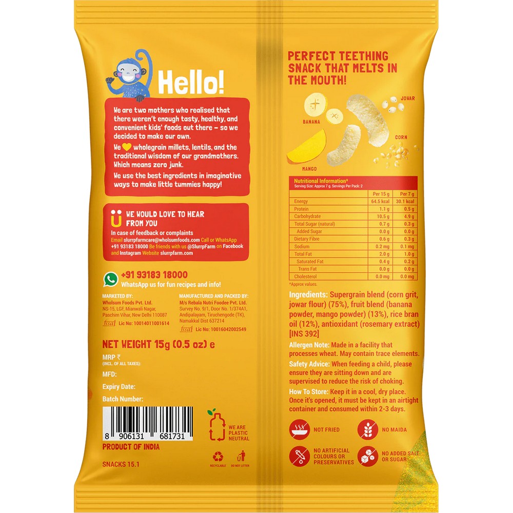 Mango & Banana Flavor Millet Puffs - 15gm