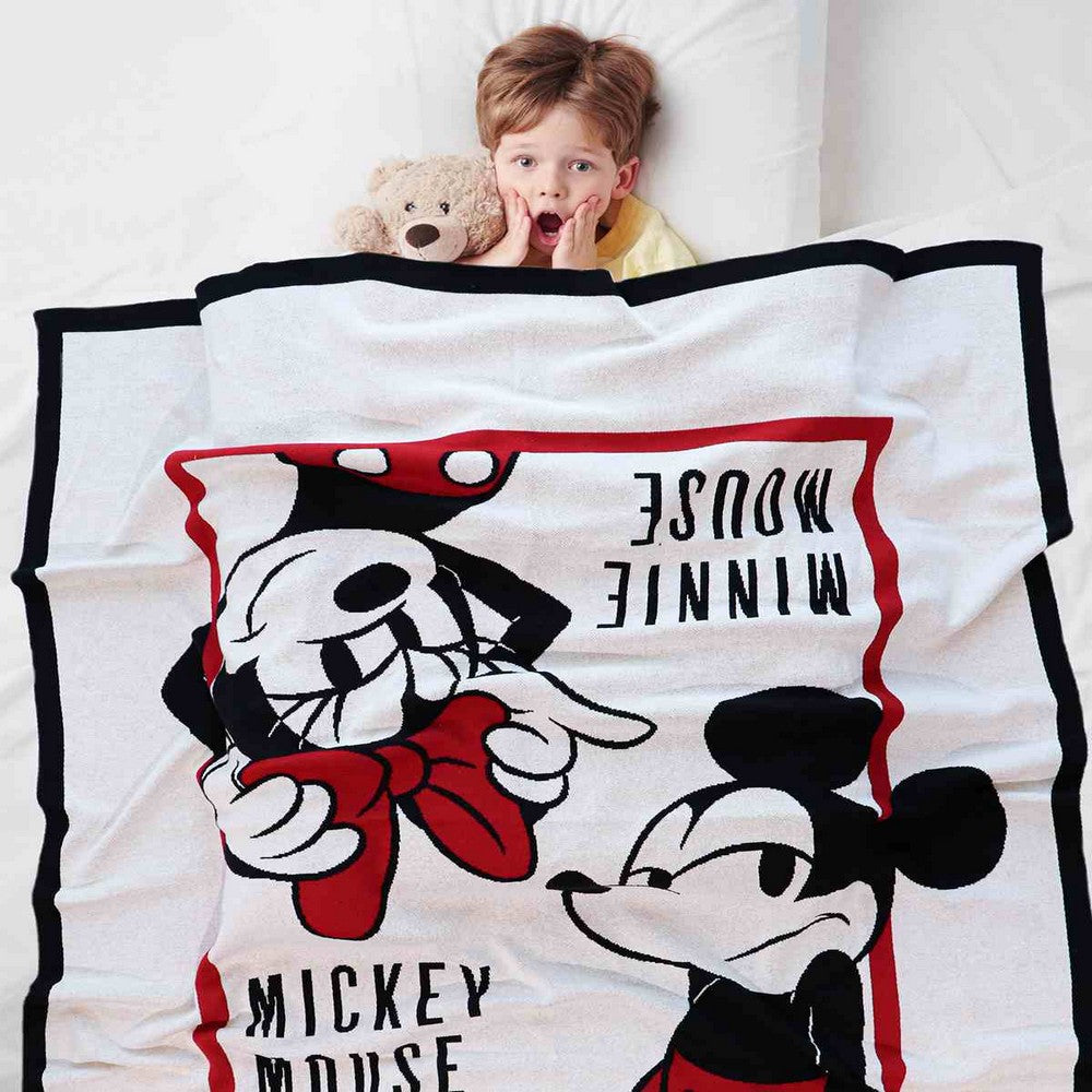 Mickey & Minnie Disney Cotton Knitted Throw Blanket