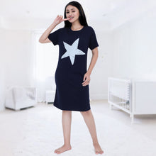 Load image into Gallery viewer, Blue Star Printed Short Cotton Dress
