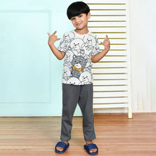 Load image into Gallery viewer, White Bear Theme Short Sleeves Night Suit-Brown &amp; Grey
