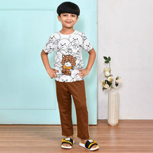 Load image into Gallery viewer, White Bear Theme Short Sleeves Night Suit-Brown &amp; Grey
