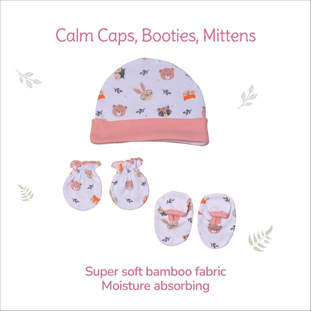 Cuddly Gift Set With Onesie, Cap, Booties, Mitten, Bib & Blanket