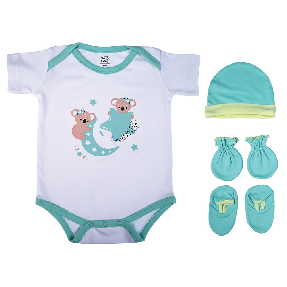 Krescent Koala Theme Onesie With Cap, Booties & Mitten
