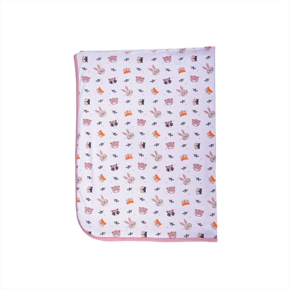 Pink Bunny Theme Reversible Cotton Muslin Blankets