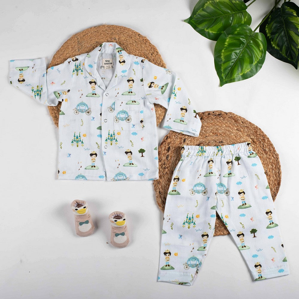 Blue Prince Theme Full Sleeves Organic Cotton Night Suit