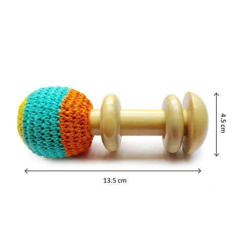 Organic Crochet Shaker Wooden Rattle Toy