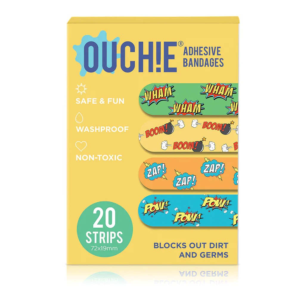 Yellow Non-Toxic Printed Bandages - 20 Strips
