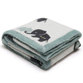 Blue Elephant Printed Knitted Blanket