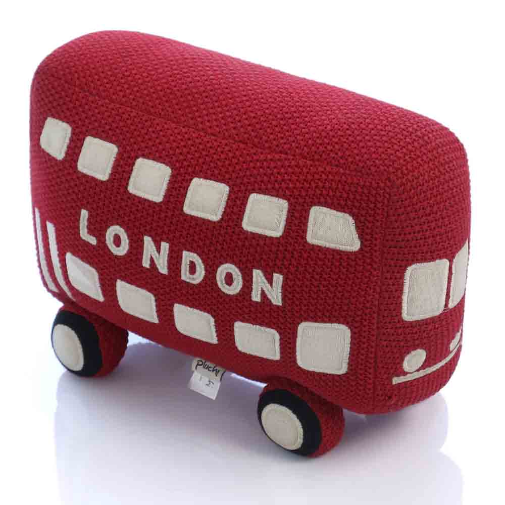 Wheels On The Bus Cotton Knitted Stuffed Soft Toy - Red