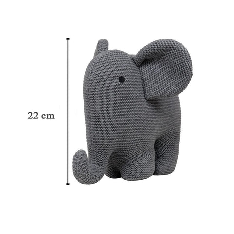 Elephant Cotton Knitted Stuffed Soft Toy - Grey
