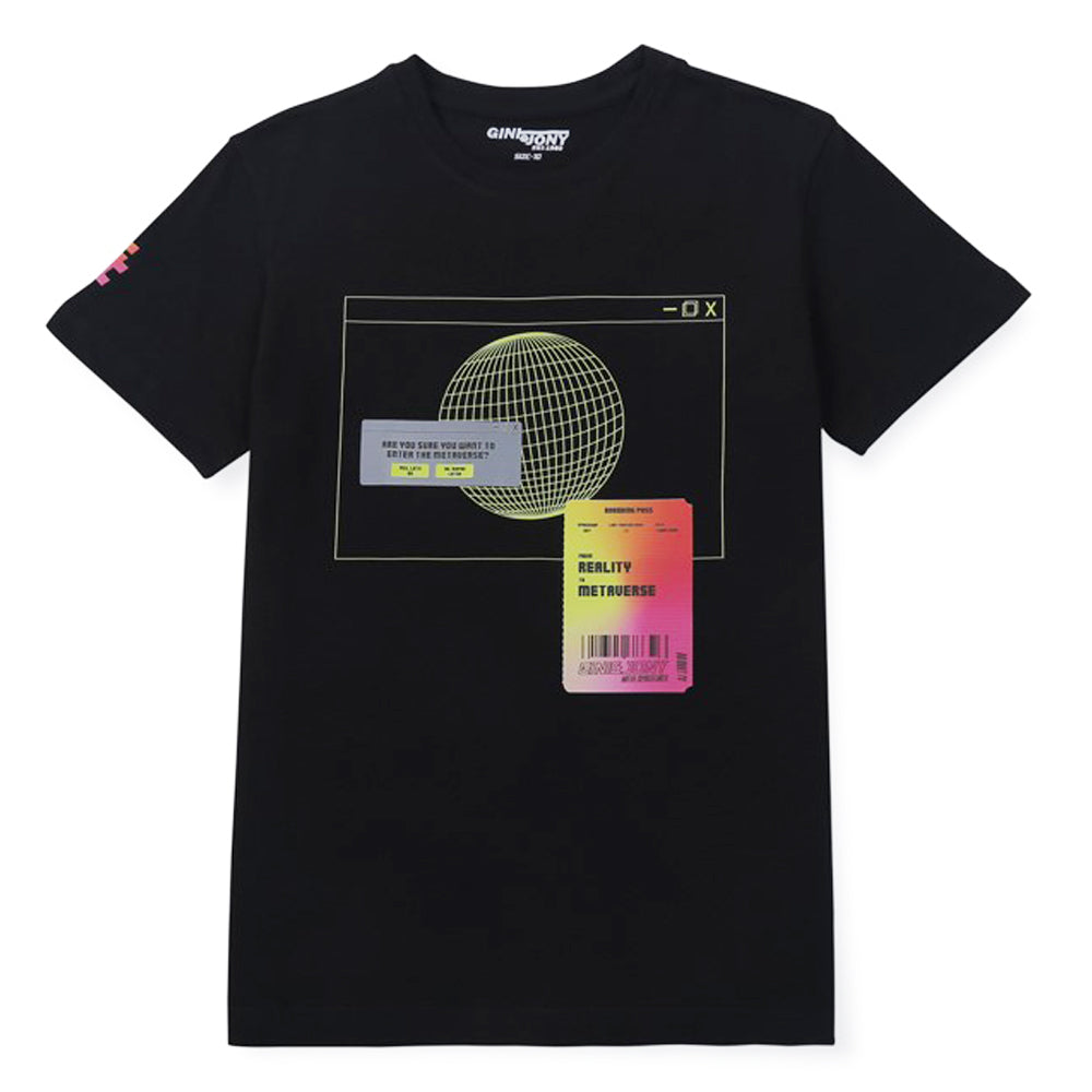 Black Graphic Half Sleeves Cotton T-Shirt