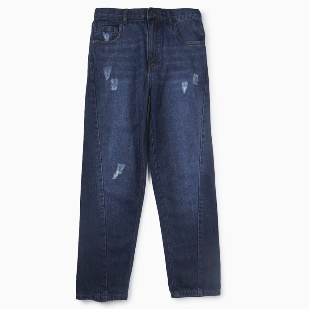 Blue Washed Distressed Denim Jeans