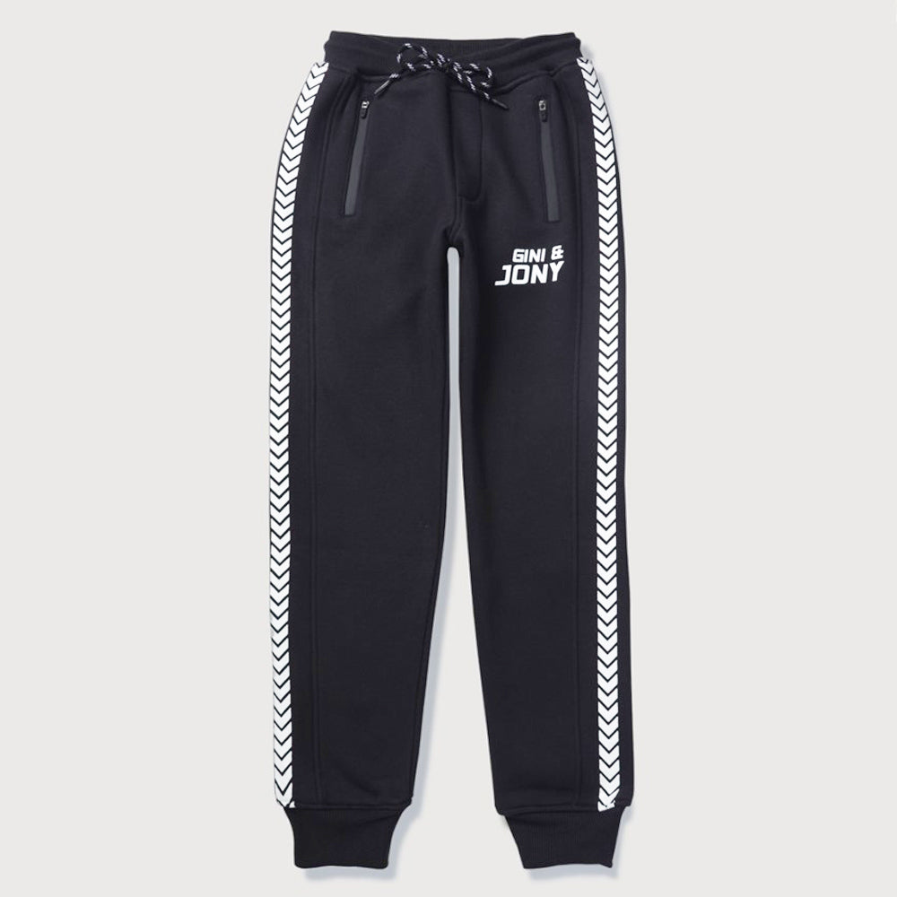 Black Side Printed Winter Joggers