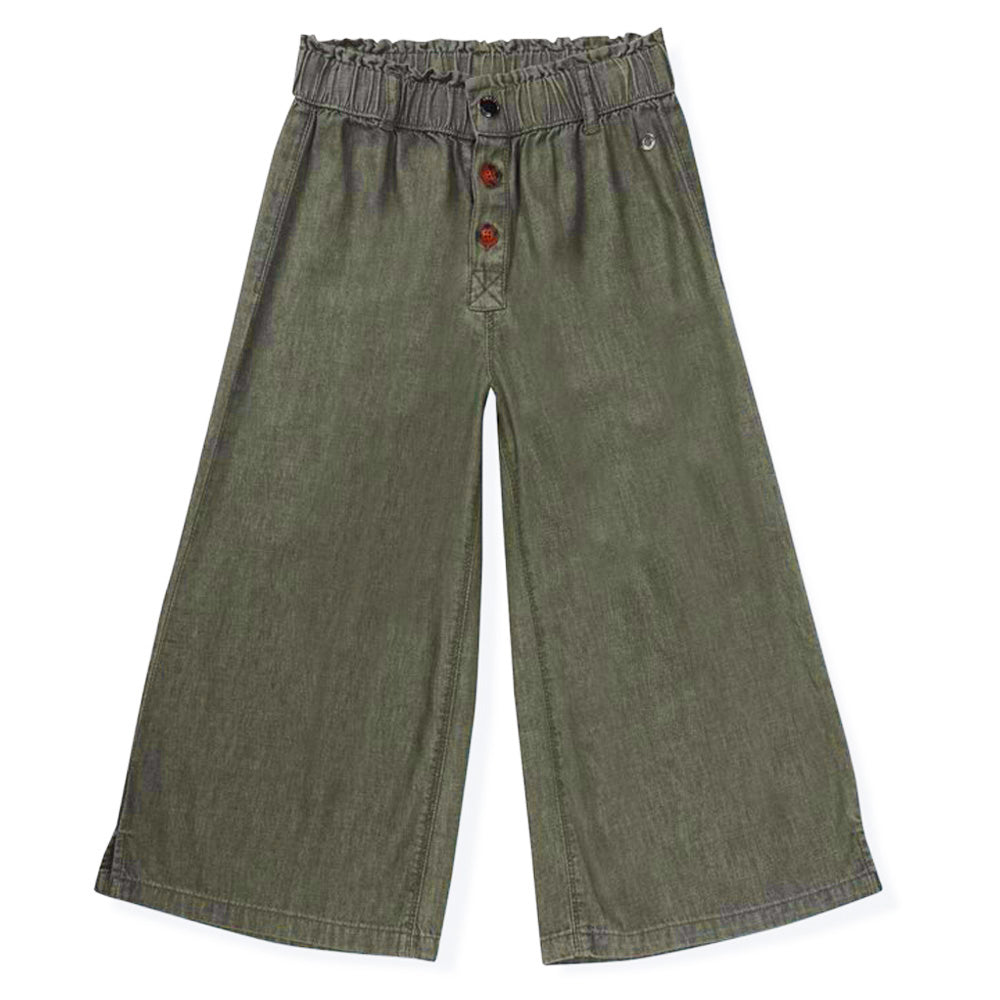 Green Wide Leg Cotton Pants