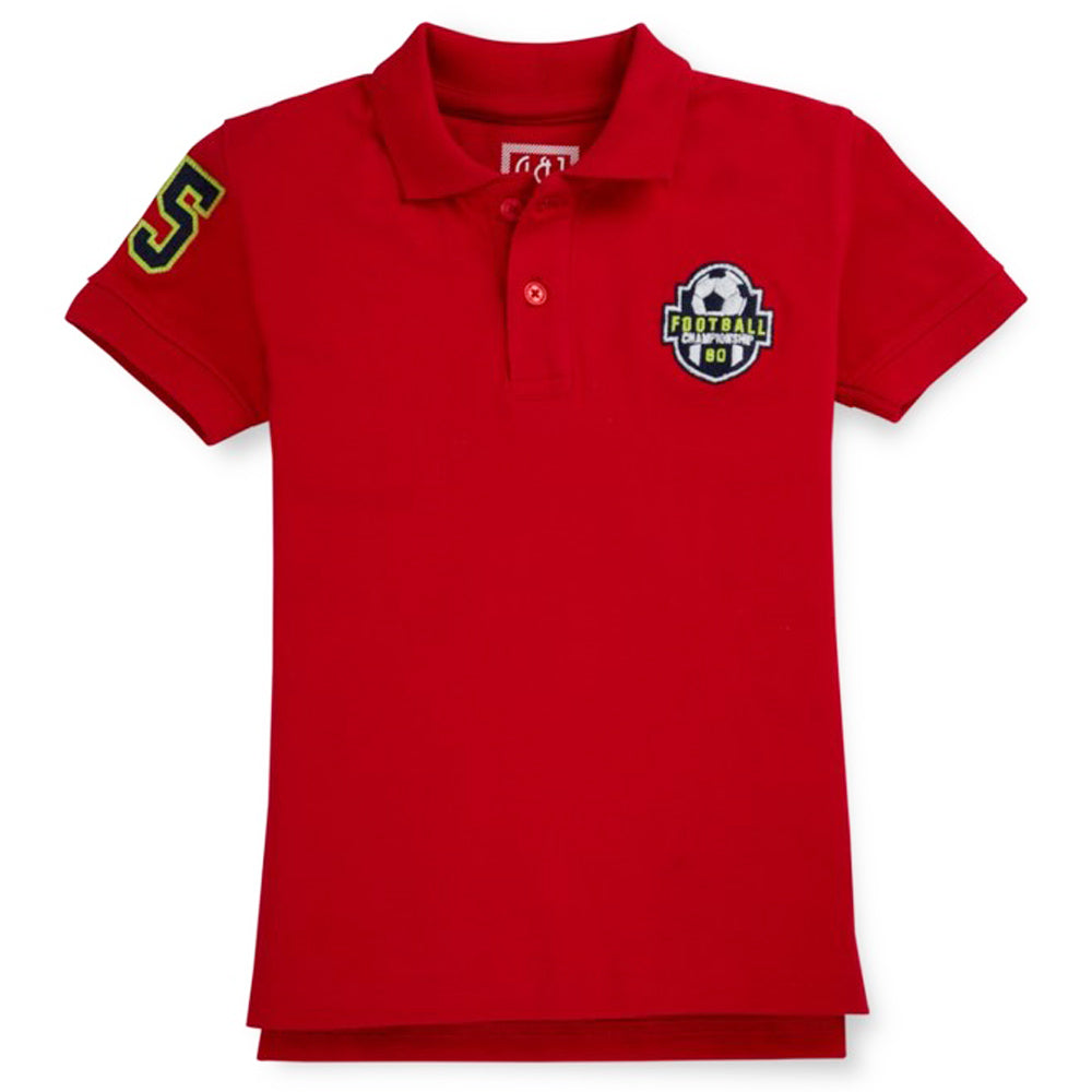 Red Half Sleeves Cotton Polo T-Shirt