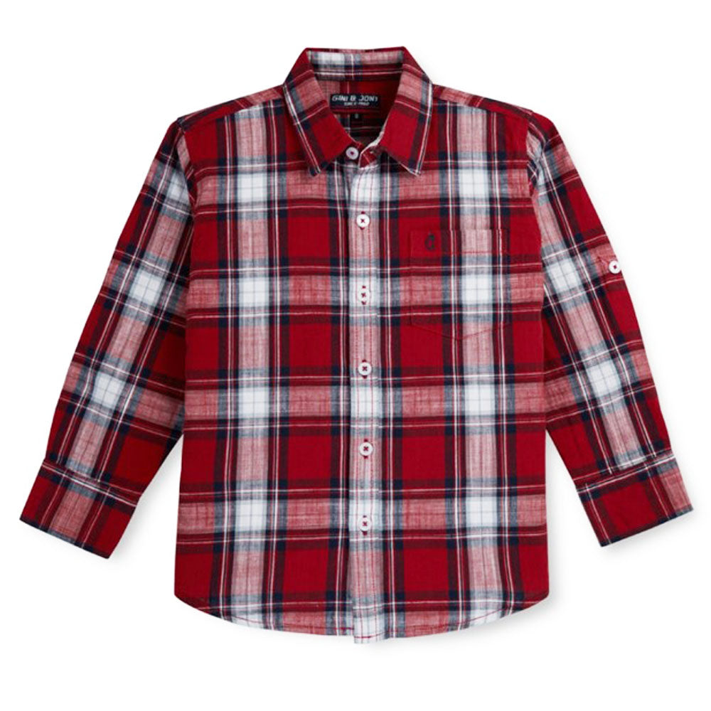 Red Plaid Checked Printed Full Sleeves Cotton Shirt