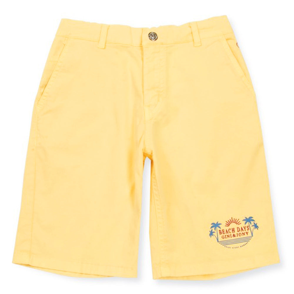 Yellow Embroidered Casual Shorts