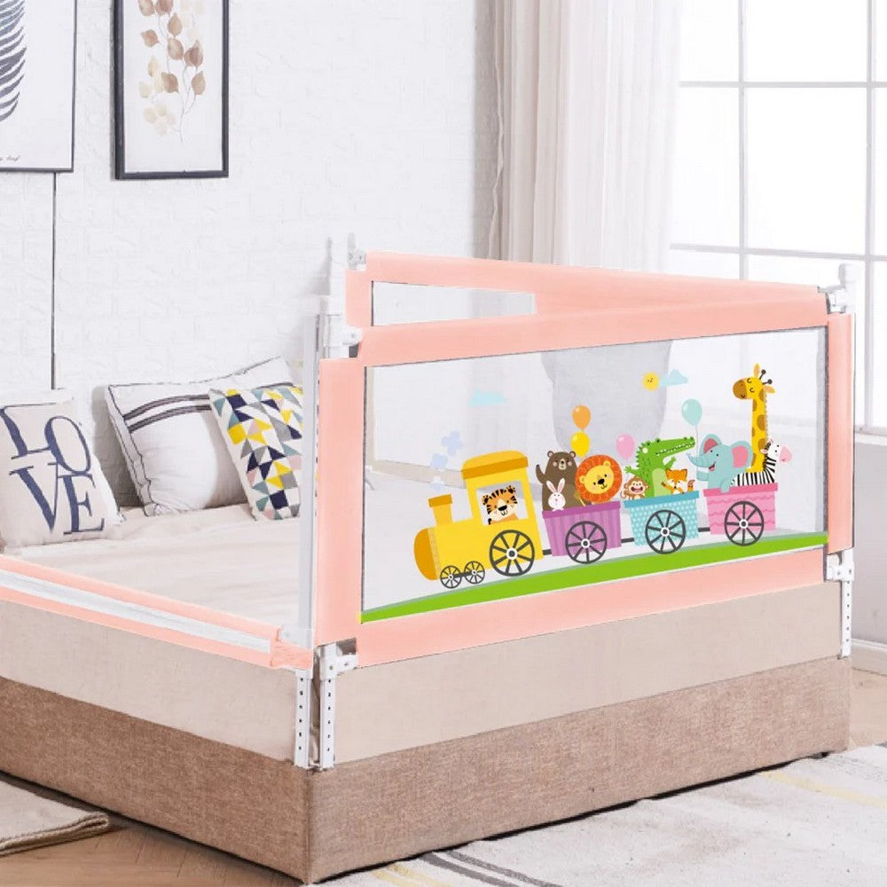 Pink Bed Rail For Baby Easy Install, Anti-Fall Safeguard For Toddler Safety