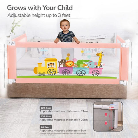 Pink Bed Rail For Baby Easy Install, Anti-Fall Safeguard For Toddler Safety